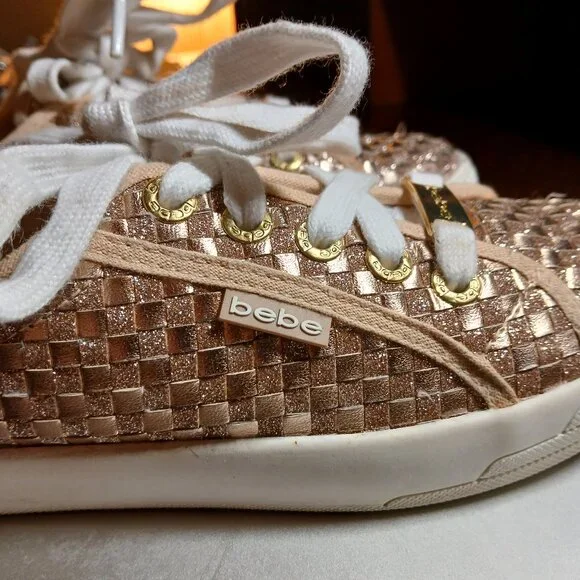 BEBE SPORT Two Tone Gold Metallic Sneakers 7M - EUC - Picture 1 of 14